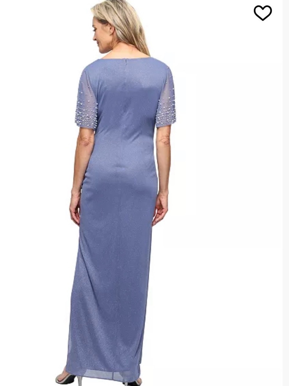 NWT ALEX EVENINGS Flutter Sleeve Long Mother of The Bride Ruched Beaded Sz 16 - Picture 3 of 6